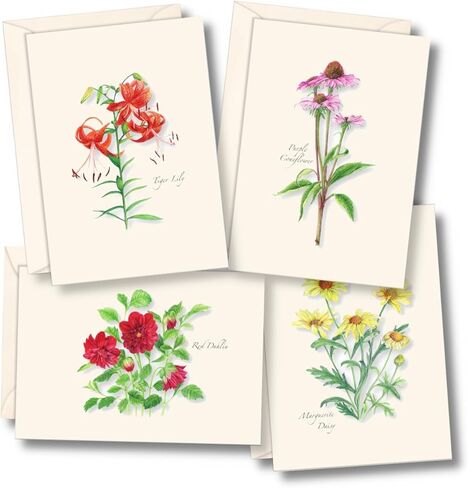 Earth Sky + Water - Garden Favorites Assortment Notecard Set - 8 Blank Cards with Envelopes (2 each of 4 styles) in Saudi Arabia