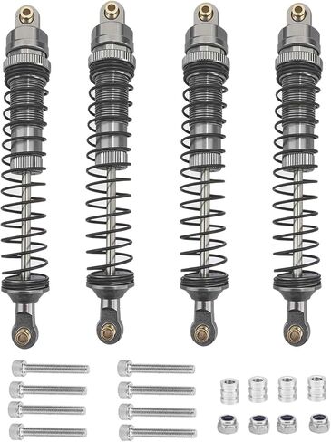 مجموعة صدمات الزاحف RC، مخمدات معدنية مملوءة بالزيت للصدمات المحورية SCX10 90046 AXI231017 TRX-4 D90 Wraith 1/10 مقياس ترقية الصدمات (رمادي، 110 مم) in Saudi Arabia