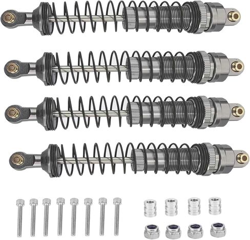 مجموعة صدمات الزاحف RC، مخمدات معدنية مملوءة بالزيت للصدمات المحورية SCX10 90046 AXI231017 TRX-4 D90 Wraith 1/10 مقياس ترقية الصدمات (رمادي، 110 مم) in Saudi Arabia