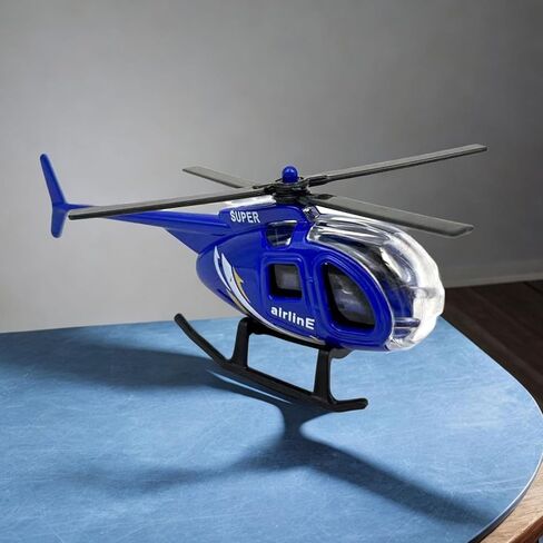 1/64 Scale Diecast Alloy Helicopter Collection Aircraft Ornament for Boys and Girls Birthday Gift Desktop Display Plane Model Plane Toy, Blue in Saudi Arabia