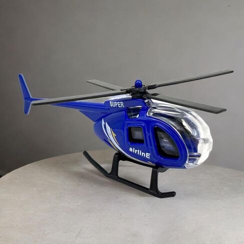 1/64 Scale Diecast Alloy Helicopter Collection Aircraft Ornament for Boys and Girls Birthday Gift Desktop Display Plane Model Plane Toy, Blue in Saudi Arabia