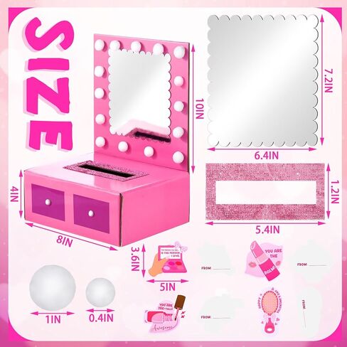 صناديق عيد الحب صندوق بريد DIY للأطفال مع 32 بطاقة تهنئة، صندوق طاولة عيد الحب، هدية للأطفال، مجموعات هدايا للحفلات، تبادل هدايا الفتيات في الفصول الدراسية in Kuwait