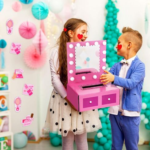 صناديق عيد الحب صندوق بريد DIY للأطفال مع 32 بطاقة تهنئة، صندوق طاولة عيد الحب، هدية للأطفال، مجموعات هدايا للحفلات، تبادل هدايا الفتيات في الفصول الدراسية in Kuwait