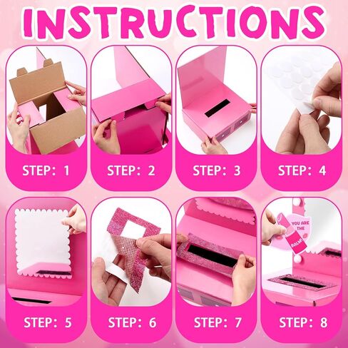 صناديق عيد الحب صندوق بريد DIY للأطفال مع 32 بطاقة تهنئة، صندوق طاولة عيد الحب، هدية للأطفال، مجموعات هدايا للحفلات، تبادل هدايا الفتيات في الفصول الدراسية in Kuwait