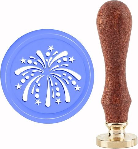 CRASPIRE الألعاب النارية الشمع ختم ختم الألعاب النارية ختم الشمع طوابع 30 مم الرجعية خمر القابلة للإزالة النحاس ختم الرأس مع مقبض الخشب لمغلفات دعوات الزفاف عيد الحب تغليف الهدايا in Saudi Arabia