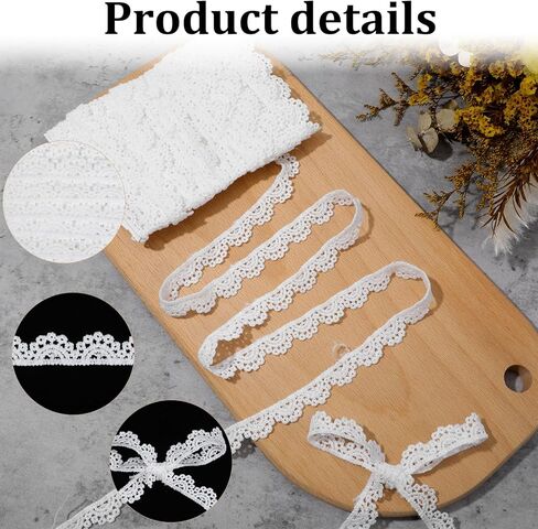 15 Yards White Lace Ribbon, Crocheted Lace Trim for Sewing, Vintage Scalloped Edge Lac Ribbons for Crafts, Gift Wrapping, DIY Sew Making, Bridal Christmas Supply, Wedding Bouquet (0.55" Wide) in Kuwait