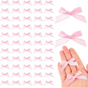 Mini Pink Bows, 100Pcs 2 Inch Satin Mini Bows for Crafts, Premade Pink Ribbon Bow for DIY Sewing Crafts Basket Wedding Birthday Gift Wrapping Christmas Party Scrapbooking Decorations in Kuwait