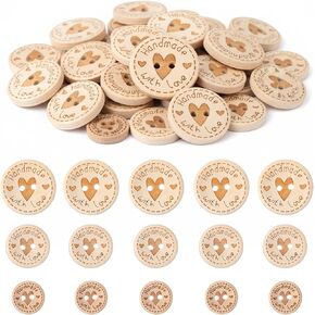 150 PCS Wooden Buttons for Crafts Handmade with Love Buttons 3 Size Craft Decor Wood Button for Sewing,Crafting, DIY Clothing Embellishment Accessories 2 Hole in Kuwait