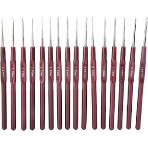 Sunicon 16pcs Lace Crochet Hooks Set, 0.5mm-2.5mm Small Size Latch Hook Crochet Needle Set Sweater Scarf Clothing Knitting Crochet Tool Single Pointed Knitting Needles Kit for Beginners in Kuwait