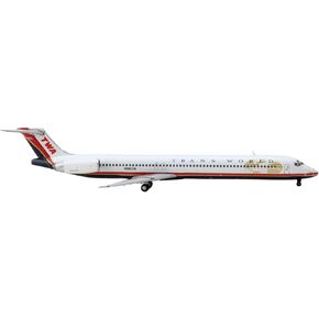 طائرة تجارية من GeminiJets Mcdonnell Douglas MD-82 خطوط طيران عبر العالم باللون الأبيض مع خطوط حمراء 1/400 طائرة نموذجية مصبوبة in Kuwait