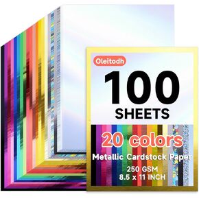 100 Sheets Metallic Mixed Cardstock Paper Bulk, Foil Paper Board 12" x 12", Mirror Finish Surface, Assorted Mixed Glitter Paper 250gsm for Crafting Card Making Invitations Decorations in Kuwait