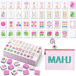 Soulchen Kaleidoscope Mahjong Tile Set 160 Mahjong Tiles 1.2'' Pink American Mahjongs Tile Set with Mahjongs Bag in Saudi Arabia