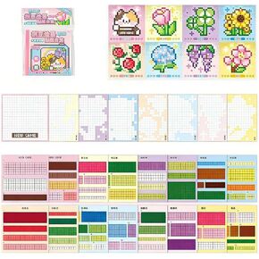 Pixel Art Sticker Book with 32 Scene Cards and 64 Stickers, DIY Flower/Food Design Theme,Thoughtful Gift Choice (Flower) in Kuwait