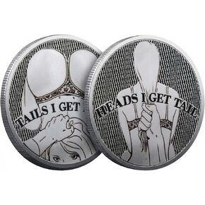 Double Sided Heads or Tails Challenge Coin, Adult Novelty Lucky Token, Zinc Alloy Metal Coin, Silver, 1 Pc in Kuwait