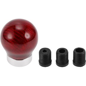 Round Ball Gear Shift Knob Carbon Fiber Stick Shifter Lever Knob for Automatic and Manual Vehicle with 3 Adapter Black Silver Tone 1 Set in Kuwait