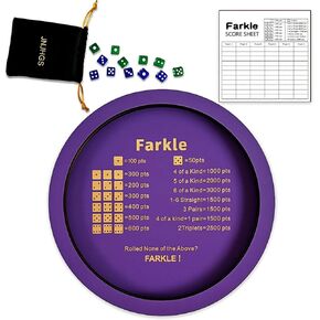 Farkle Dice Tray, Farkle Dice Game with 12" Wooden Dice Tray, 2 Sets of Dice and 50 Sheet Scorepad for The Classic Family Game (Purple) in Saudi Arabia
