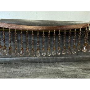 قماش ALEKI، حافة مطرزة بالخرز الكريستالي، تنجيد/ستائر/ديكور داخلي/تأثيث منزلي، يُباع باليارد (بني، 1 ياردة) in Kuwait