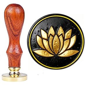 ختم شمع اللوتس من YGHM - مقبض من خشب الورد الطبيعي | طراز عتيق لهدايا عيد الحب، ودعوات الزفاف ذات الطابع الوردي، والأظرف، وباقات النبيذ، ورسائل الحب in Kuwait