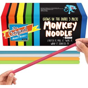 [5-Pack] Textured Monkey Noodles Fidget Toys - Sensory Toys for Children & Adults - Ease Overactive Minds with Sensory Fidgets - Special Needs Toys for Children - Aid Focus with Stretchy Toys for Kids in Kuwait