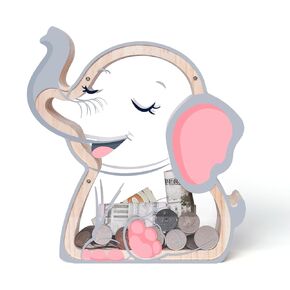 Wooden Elephant Piggy Bank for Kids, Unbreakable Elephant Kids Coin Bank with Letter Stickers, Cute Cashbox Money Jar Easter, Birthday Gifts for Boys, Girls, Educational Toys for Boys, Girls in Kuwait