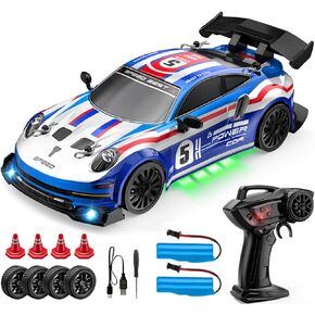 سيارة سباق انجراف RC بمقياس 1:24 4WD 2.4 جيجا هرتز عالية السرعة لعبة سيارة سباق رياضية مع أضواء LED وعجلات سباق وانجراف (E83-أحمر) in Kuwait