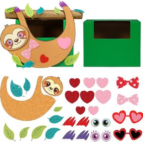 Fjoron Valentines DIY Mailbox for Boys Girls Valentine's Day Card Box Mail Box Crafts School Classroom Gifts Exchange Valentines Party Favors Kits (Sloth Style) in Saudi Arabia