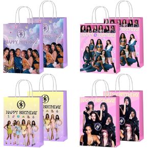 xituodai 16Pcs Birthday Party Decorations Goodie Bags Double Side Fashion Singer Theme Colorful Paper Candy Bags with Handle for Happy Birthday Party Supplies in Saudi Arabia