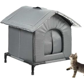 Outdoor Cat House, 2026 New Weatherproof Outside Cat House Can Accommodate 22lb, Stray Cats Dog Pad Houses, Outdoor Warm Feral Cat Dog Shelter with Removable, Medium in Kuwait