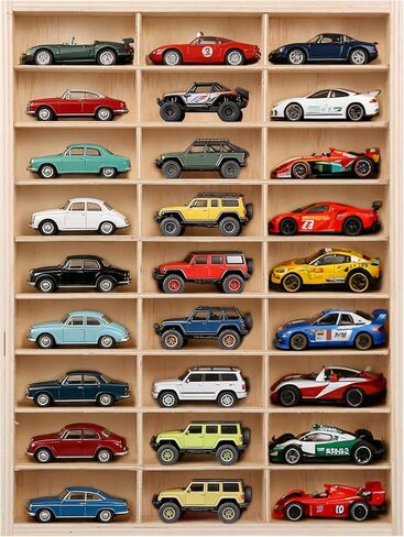 لعلبة عرض خشبية من Hotwheels 27 مساحة لعلبة عرض سيارات لعبة بمقياس 1/64، حامل جداري لرف عرض تخزين Hotwheels، نموذج تخزين السيارة، منظم عرض السيارة مناسب لهدية علبة الثقاب Diecast in Saudi Arabia