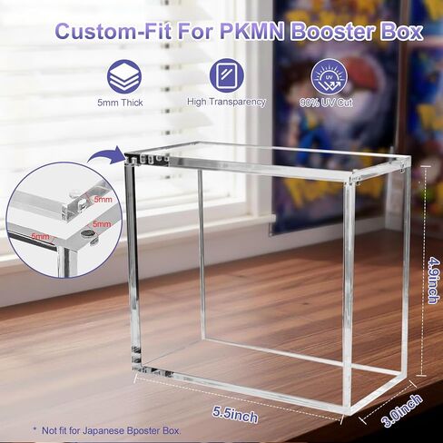 PKMN Booster Box Display Case, Clear Acrylic Protector for TCG Trading Card Box | 5mm Thick with Magnetic Lid, UV Blocking & Dust Proof Showcase | Stackable Storage Case in Saudi Arabia