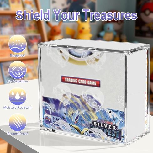 PKMN Booster Box Display Case, Clear Acrylic Protector for TCG Trading Card Box | 5mm Thick with Magnetic Lid, UV Blocking & Dust Proof Showcase | Stackable Storage Case in Saudi Arabia