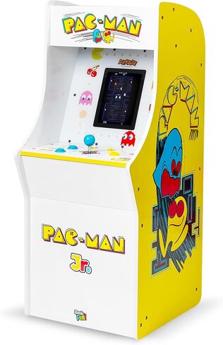 آلة قائمة بذاتها من سلسلة Arcade Classics Pac Man Jr، 3 ألعاب، شاشة بلورية سائلة مقاس 8 بوصات - لعبة أركيد للطوابق السفلية أو الكراجات أو غرف الألعاب in Kuwait