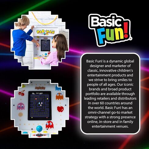 آلة قائمة بذاتها من سلسلة Arcade Classics Pac Man Jr، 3 ألعاب، شاشة بلورية سائلة مقاس 8 بوصات - لعبة أركيد للطوابق السفلية أو الكراجات أو غرف الألعاب in Kuwait