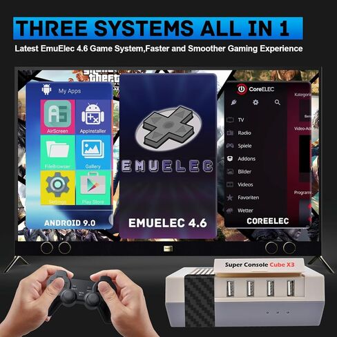 Kinhank Retro Game Console with 65000+Games,Super Console Cube X3 Video Game Console with EmuElec 4.6/Android 9/CoreE,8K Output,2.4+5G,BT 4.0,Emulator Console Compatible with Most Emulators,Best Gift in Saudi Arabia