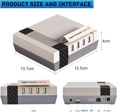 Kinhank Retro Game Console with 65000+Games,Super Console Cube X3 Video Game Console with EmuElec 4.6/Android 9/CoreE,8K Output,2.4+5G,BT 4.0,Emulator Console Compatible with Most Emulators,Best Gift in Saudi Arabia