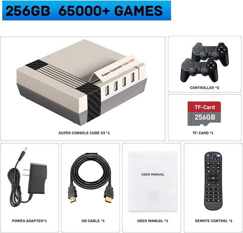 Kinhank Retro Game Console with 65000+Games,Super Console Cube X3 Video Game Console with EmuElec 4.6/Android 9/CoreE,8K Output,2.4+5G,BT 4.0,Emulator Console Compatible with Most Emulators,Best Gift in Saudi Arabia