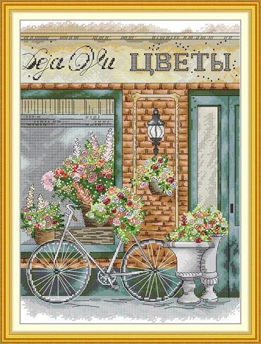 Maydiyer Counted Cross Stitch Kits for Adults,14CT Unprinted Pattern Embroidery Kits for Beginners,Easy Cross-Stitch Set DMC Threads Needlework- Old Apple Tree 20.5''×20.5'' in Saudi Arabia