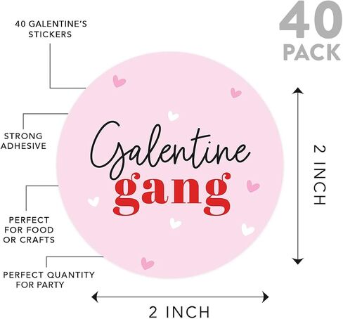 ملصقات Andaz Press مقاس 2 بوصة مستديرة Galentines، ملصقات جالنتين الوردي والأحمر لطيف Happy Galentines Day ملصقات مضادة لعيد الحب لتزيين يوم Galentines هدايا صغيرة للحفلات، 40 حزمة in Saudi Arabia