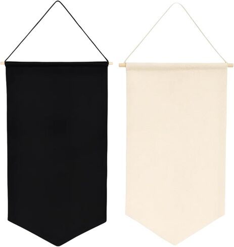 2-Pack Pin Banner for Display, Canvas Banner Blank, Black and White Blank Canvas Banner for Events, Meetings, and Trade Shows, Durable Fabric with Reinforced Edges in Saudi Arabia