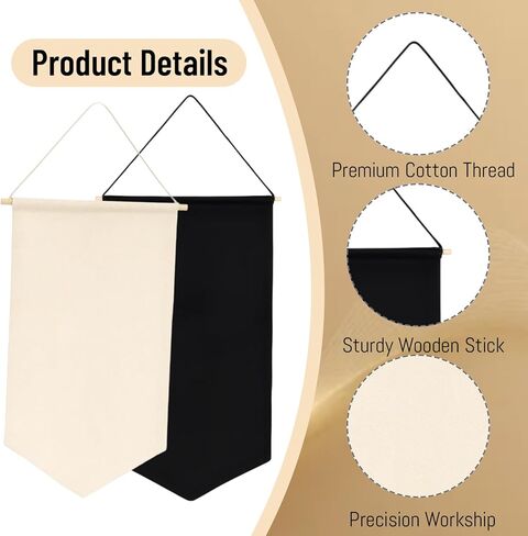 2-Pack Pin Banner for Display, Canvas Banner Blank, Black and White Blank Canvas Banner for Events, Meetings, and Trade Shows, Durable Fabric with Reinforced Edges in Saudi Arabia
