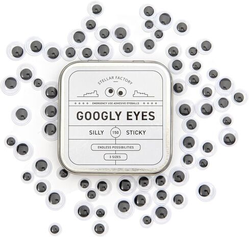 Stellar Factory Googly Eyes: Emergency Use Adhesive Eyeballs in Giftable Steel Tin - 150 pcs, 3 Sizes in Kuwait