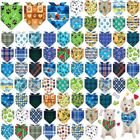 72 Pcs Boy Dog Bandanas Bulk Summer Triangle Scarf Colorful Cat Bibs Puppy Scarf Paw Pet Bandanas for Puppy Cat Birthday Party Costume in Saudi Arabia