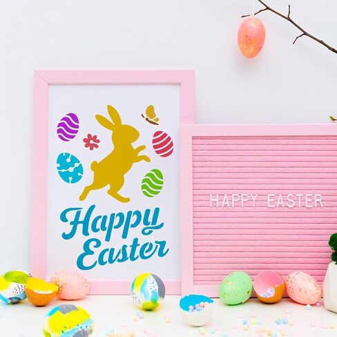 FINGERINSPIRE 6Pcs Easter Rabbit and Egg Stencils with a Brush 2Sizes Rabbit Painting Stencils PET Egg Pattern Stencil Easter Themes Template for Wood Floor Tile Wall DIY(7.9x7.9inch/11.7x8.3inch) in Saudi Arabia
