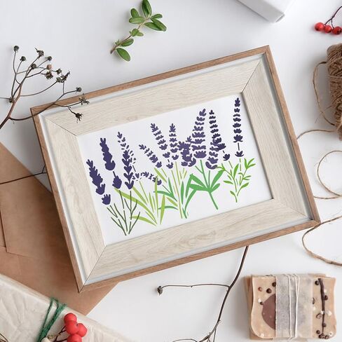 FINGERINSPIRE 9Pcs Lavender Silhouette Painting Stencil with Paintbrush 5.8x4.1inch Reusable Plastic Wall Stencils Template Beautiful Lavender Flower Pattern Stencils for DIY Craft and Home Decor in Saudi Arabia