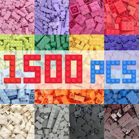 1500 قطعة من مكعبات البناء الكلاسيكية بـ 15 لونًا مشهورًا و12 شكلًا مختلطًا، مجموعة مكعبات بناء صغيرة مبتكرة هدية تعليمية للأطفال، متوافقة مع جميع العلامات التجارية الكبرى in Kuwait
