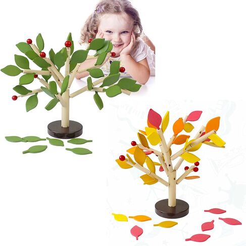 Green+Yellow Early Childhood Building Blocks Wooden Assembling Tree Combination Boys and Girls DIY Disassembly Puzzles Educational Toys Home Office Decoration in Saudi Arabia