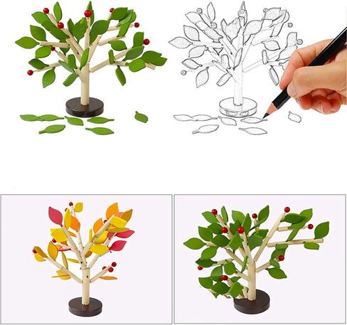 Green+Yellow Early Childhood Building Blocks Wooden Assembling Tree Combination Boys and Girls DIY Disassembly Puzzles Educational Toys Home Office Decoration in Saudi Arabia
