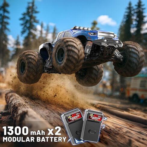 سيارات RC 1:14 شاحنة RC للطرق الوعرة، سيارة تحكم عن بعد سريعة الدفع الرباعي 40 كم/ساعة، شاحنة كبيرة مقاومة للماء 4X4 مع بطاريات 2×1300 مللي أمبير في الساعة، صدمات معدنية، 6 مصابيح أمامية LED، مركبة RTR RC in Kuwait