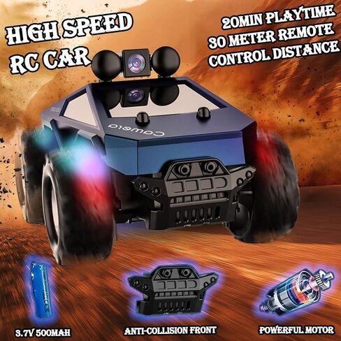 RC Car with Camera, 1/28 RC Monster Truck Toys with 720P HD FPV Camera, High Speed All-Terrain Remote Control Car, Racing Vehicle with Blinking Body Lights for Adults, Kids, Boys, Dual Control Modes in Saudi Arabia