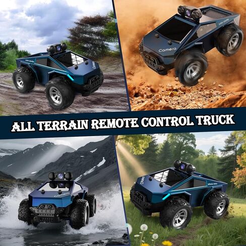 RC Car with Camera, 1/28 RC Monster Truck Toys with 720P HD FPV Camera, High Speed All-Terrain Remote Control Car, Racing Vehicle with Blinking Body Lights for Adults, Kids, Boys, Dual Control Modes in Saudi Arabia